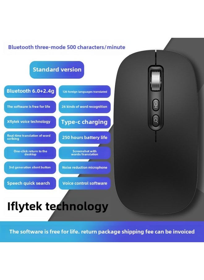 AI Smart Voice Mouse IFLYTEK Bluetooth Wireless Voice Control Input Translation Speech Microphone Typing Recognition Text-Specifications: 500 Characters/min | 97% Recognition Rate | Long Battery Life
