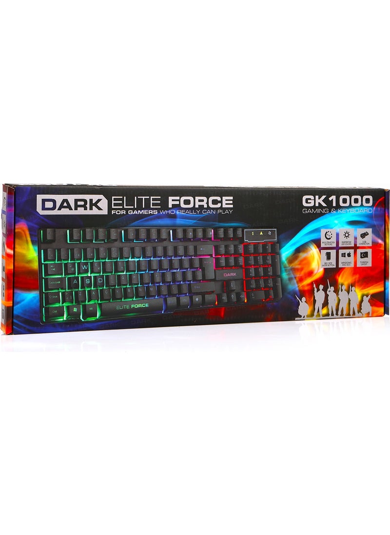 Force Mechanical Feel Rainbow Illuminated Turkish Q Black Gaming Keyboard (DK-AC-GK1000)