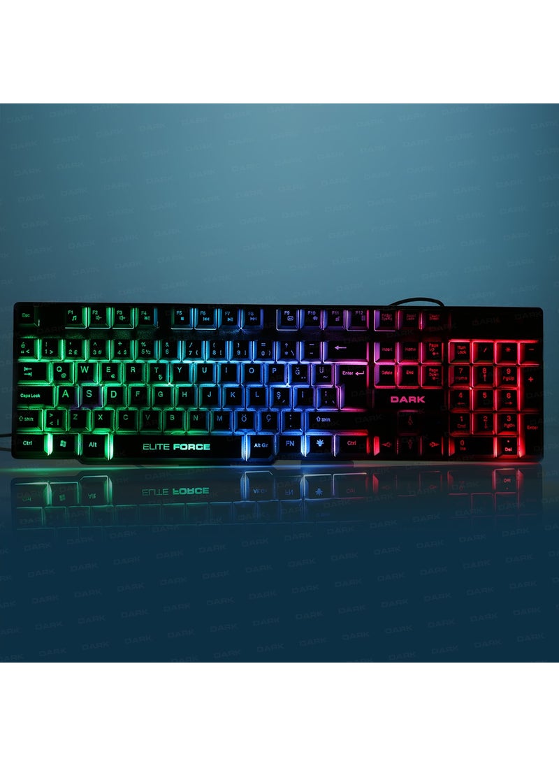 Force Mechanical Feel Rainbow Illuminated Turkish Q Black Gaming Keyboard (DK-AC-GK1000)