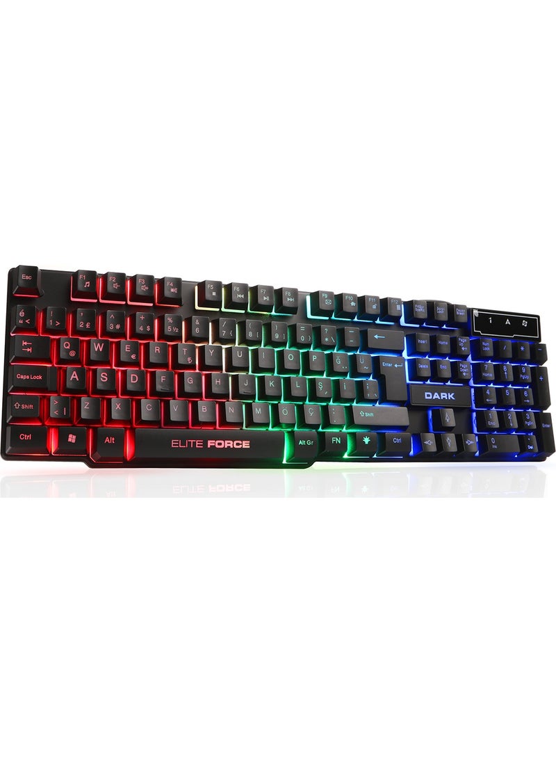 Force Mechanical Feel Rainbow Illuminated Turkish Q Black Gaming Keyboard (DK-AC-GK1000)