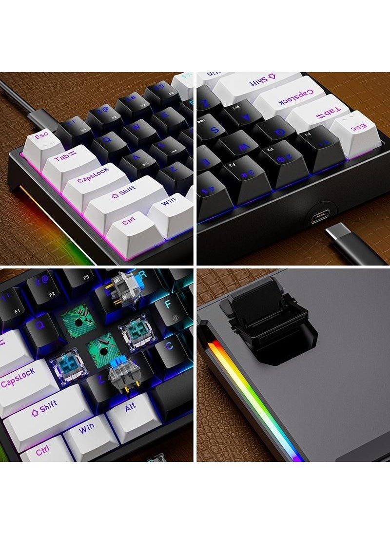 Blue Switch Dark Alien K710 71 Keys RGB Gaming Keyboard - Mechanical Blue Key Type-C - 2 Level Height WhiteBlack