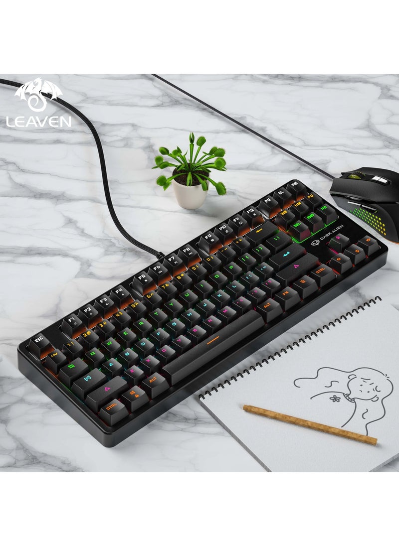 Leaven K870 Blue Switch Mechanical Gaming Gaming Keyboard RGB 61 Key Blue Key Type-C Keyboard Black