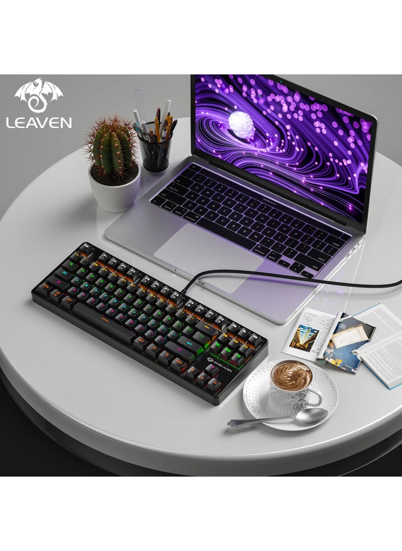 Leaven K870 Blue Switch Mechanical Gaming Gaming Keyboard RGB 61 Key Blue Key Type-C Keyboard Black