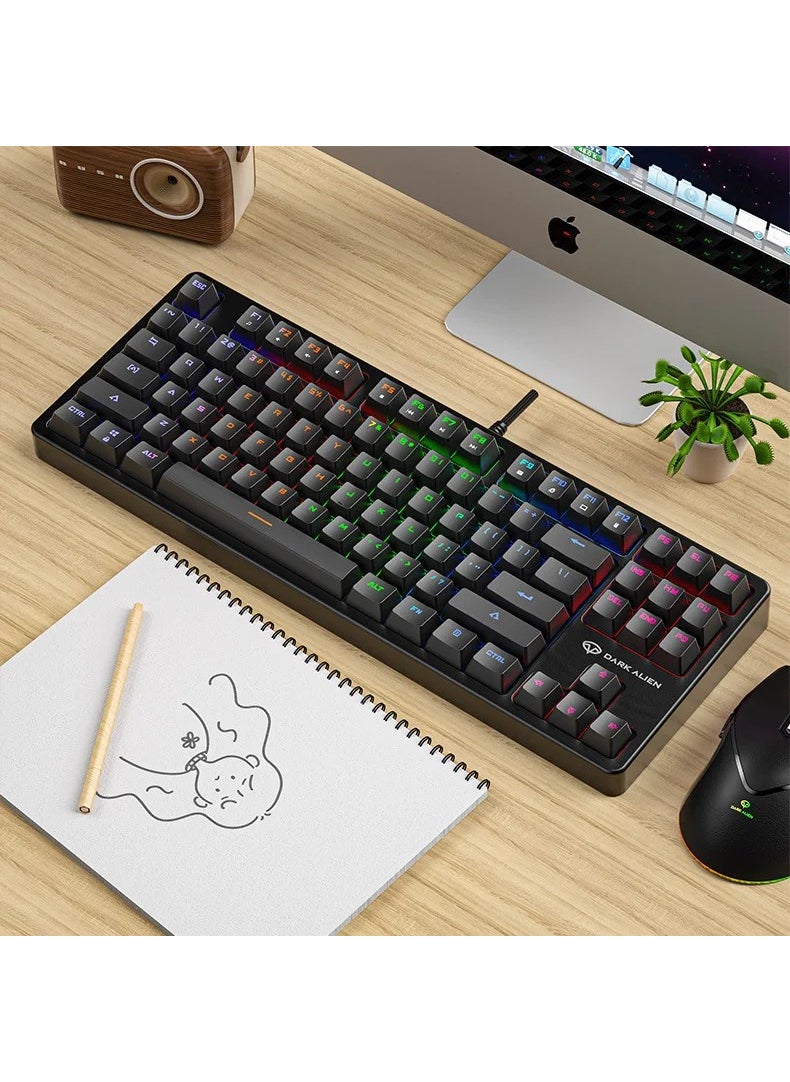 Leaven K870 Blue Switch Mechanical Gaming Gaming Keyboard RGB 61 Key Blue Key Type-C Keyboard Black