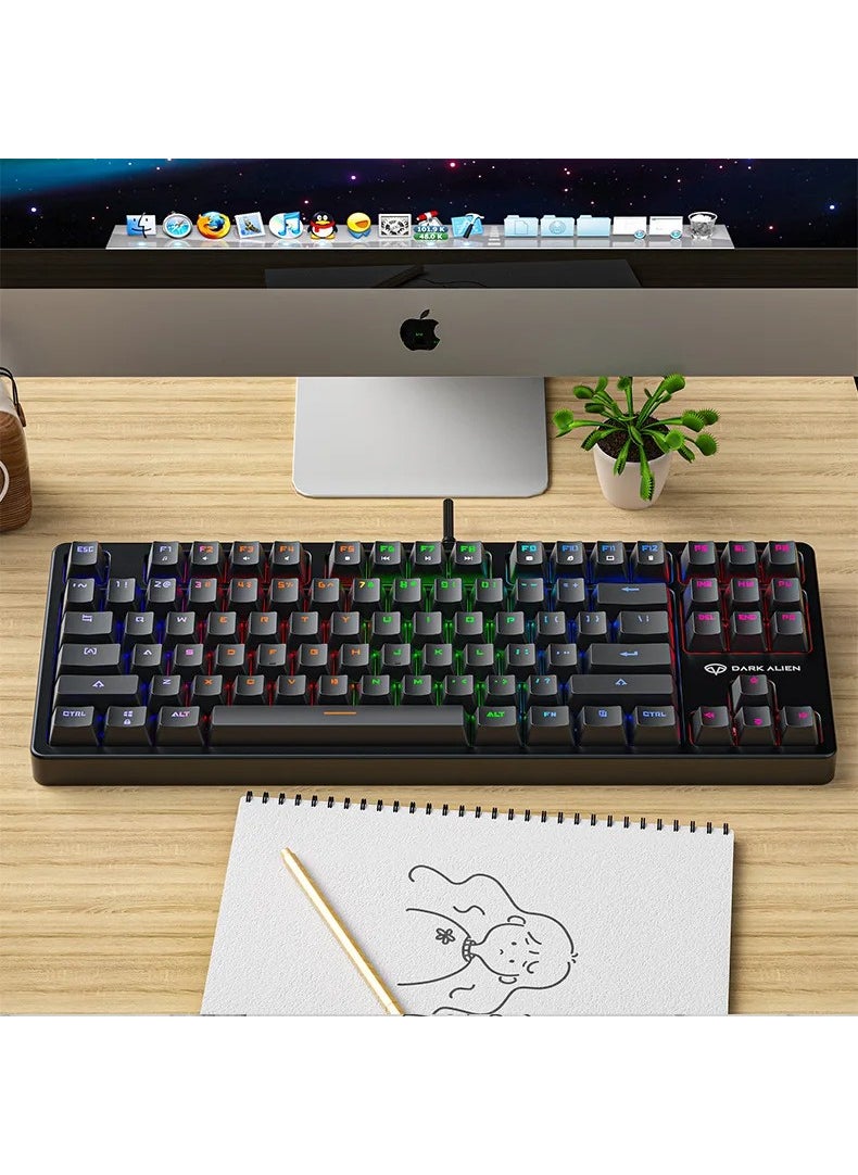 Leaven K870 Blue Switch Mechanical Gaming Gaming Keyboard RGB 61 Key Blue Key Type-C Keyboard Black