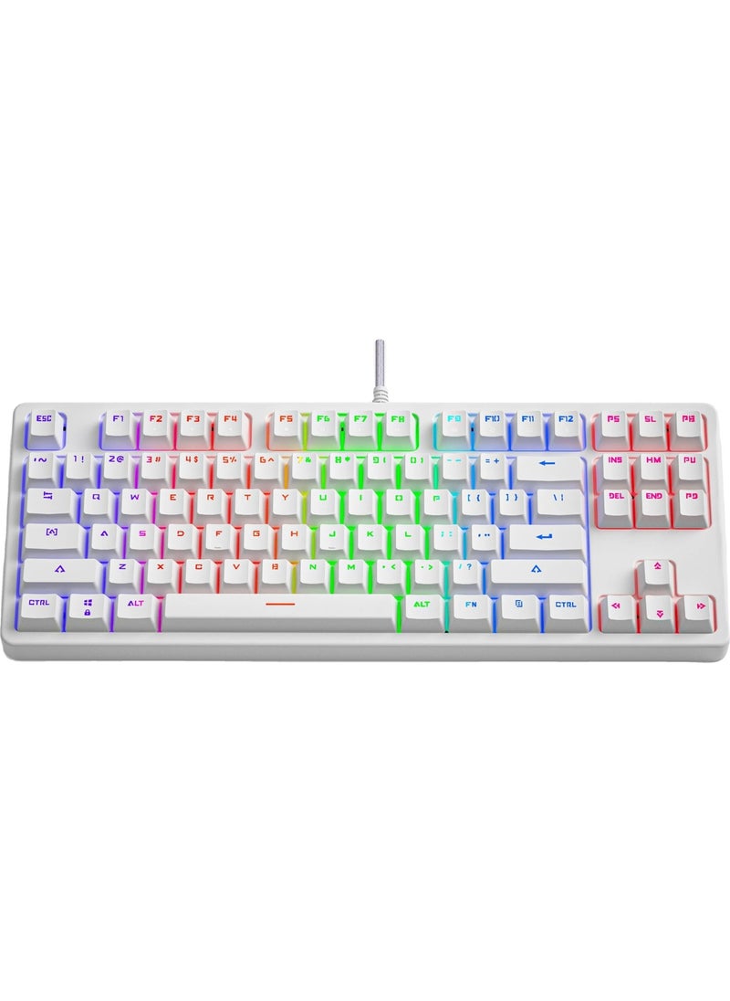 Leaven K870 Blue Switch Mechanical Gaming Gaming Keyboard RGB 61 Key Blue Key Type-C Keyboard White