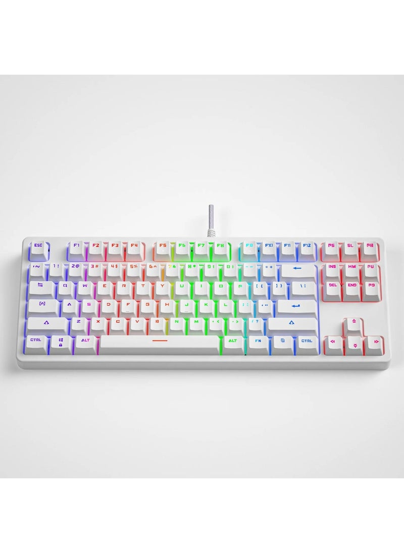 Leaven K870 Blue Switch Mechanical Gaming Gaming Keyboard RGB 61 Key Blue Key Type-C Keyboard White