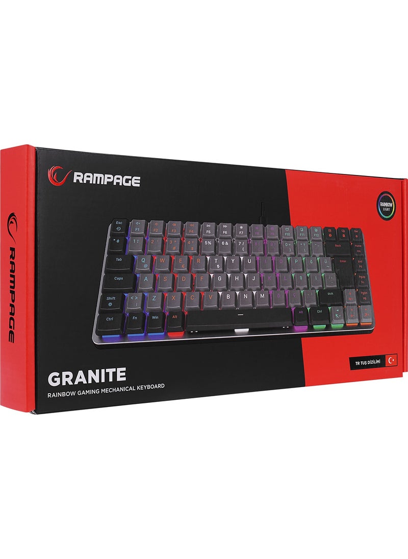 W-Granıte Black/gray Low Profile Blue Switch Q RGB 2,4 Ghz+ Bt Mechanical Gaming Keyboard