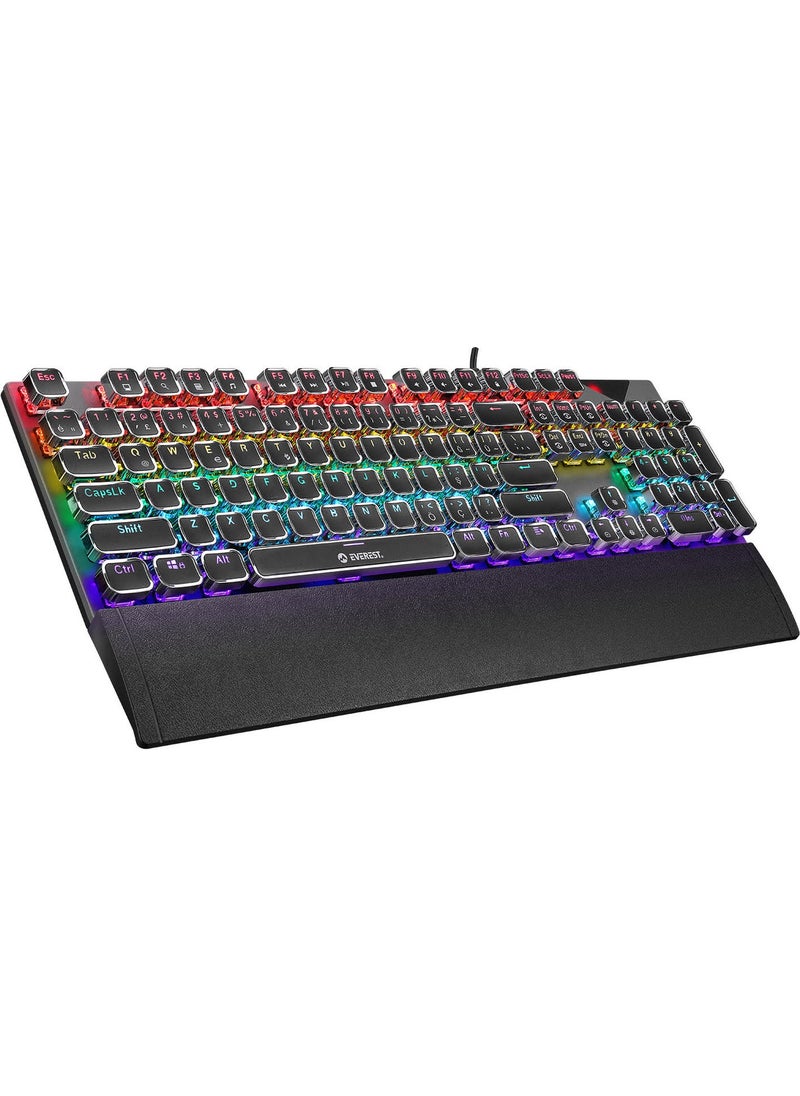 Kb-Mk9 Silver USB Wrist Support Typewriter Keys Mechanical Q Red Switch Gaming Keyboard