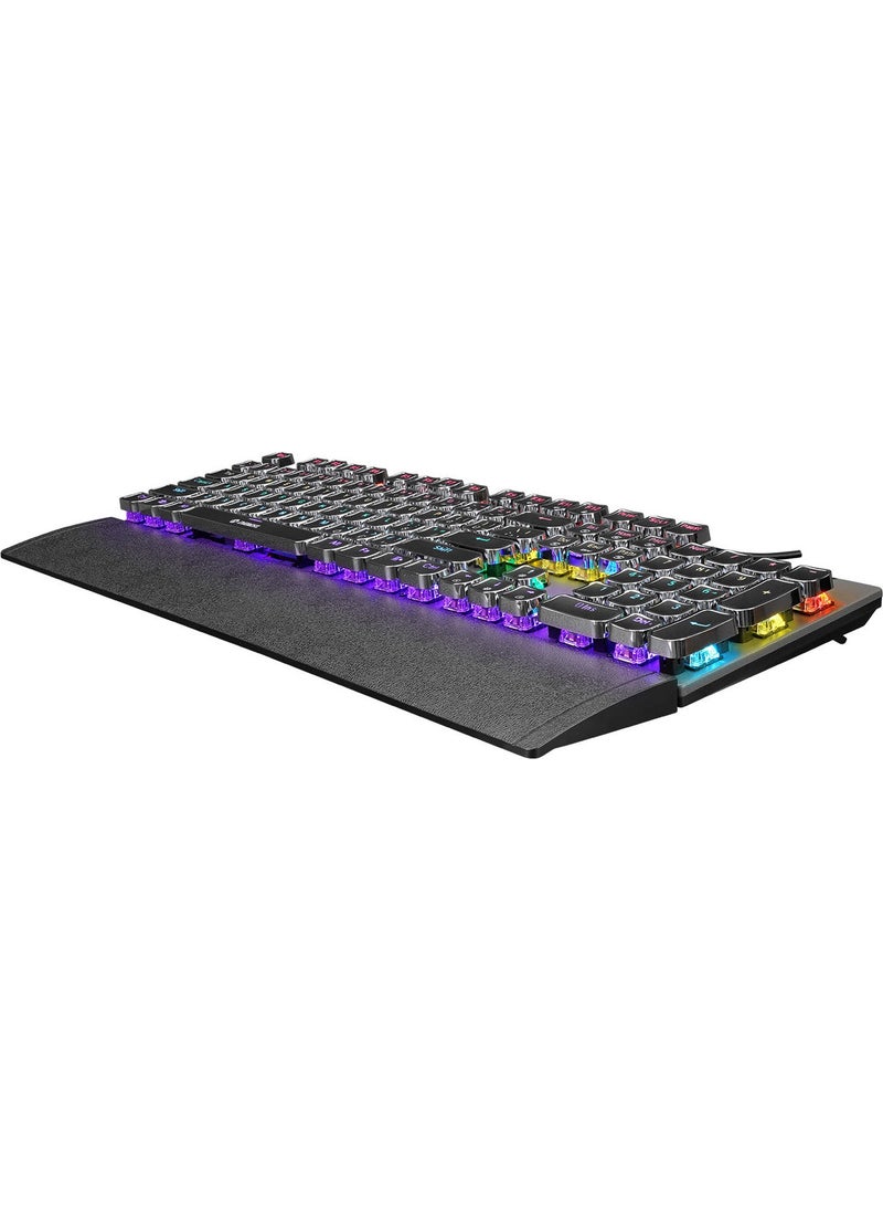 Kb-Mk9 Silver USB Wrist Support Typewriter Keys Mechanical Q Red Switch Gaming Keyboard