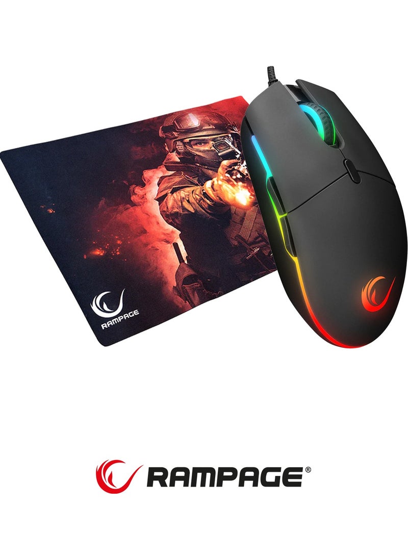 SMX-R63 RGB Gaming Mouse BygameX 25x35cm Mousepad Set of 2