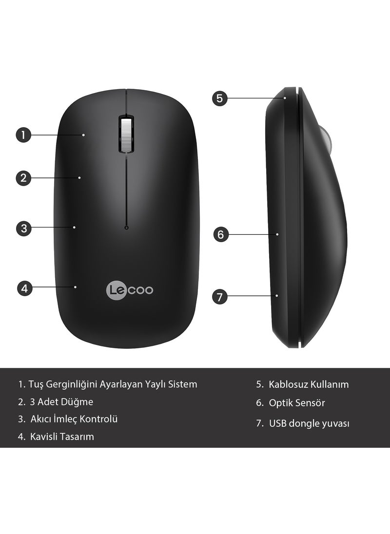 WS214 1200 DPI 4-Button Wireless Mouse Black