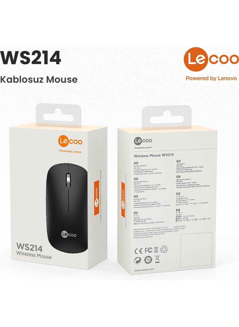 WS214 1200 DPI 4-Button Wireless Mouse Black