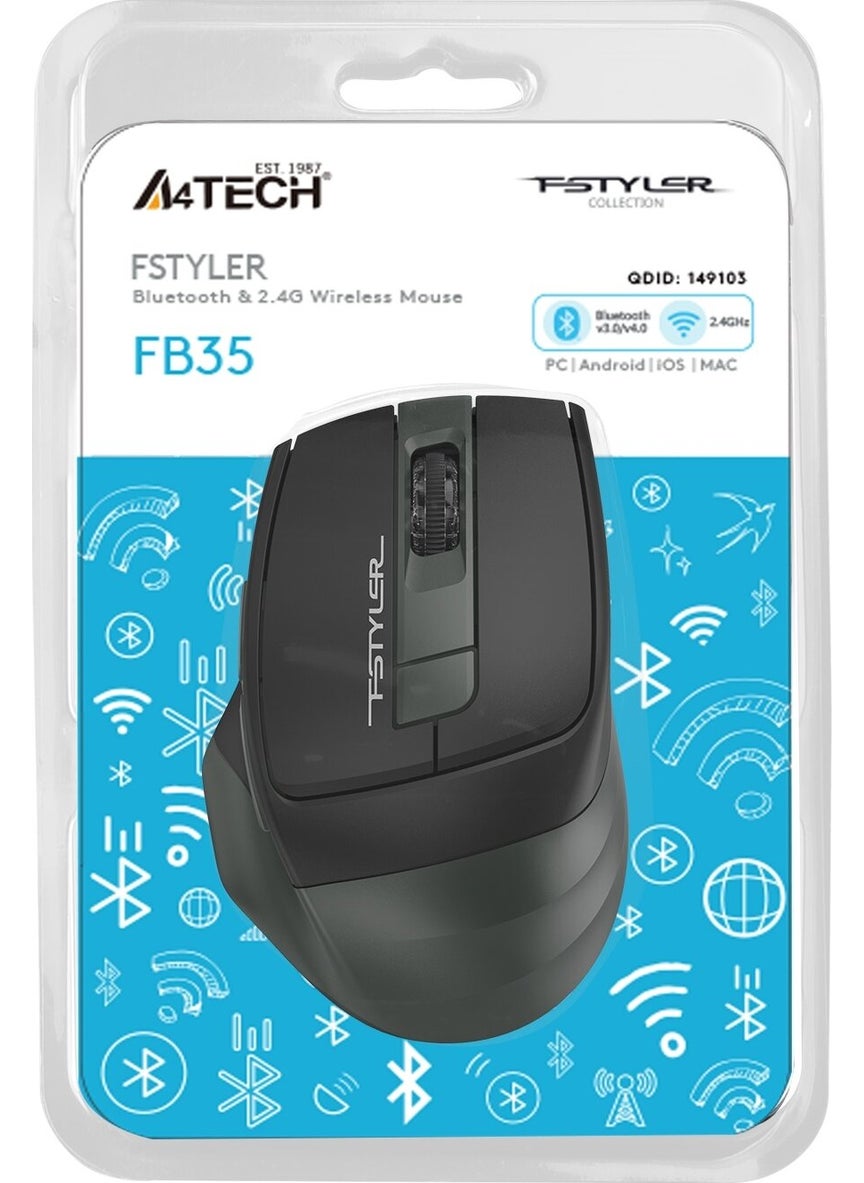A4 Tech FB35 Green Bluetooth+2.4g Nano Wireless Optical 2000 Dpi Mouse
