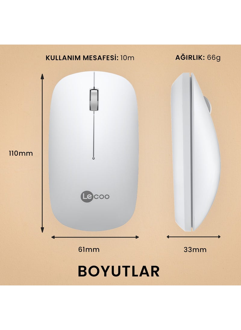 WS214 1200 DPI 4 Button Wireless Mouse White