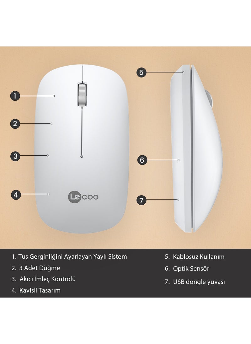 WS214 1200 DPI 4 Button Wireless Mouse White