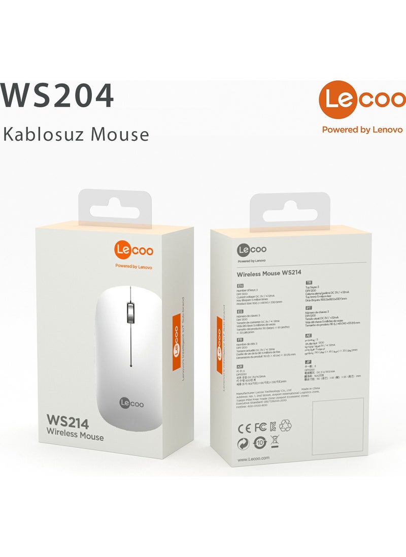WS214 1200 DPI 4 Button Wireless Mouse White