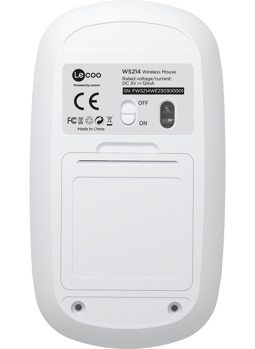 WS214 1200 DPI 4 Button Wireless Mouse White