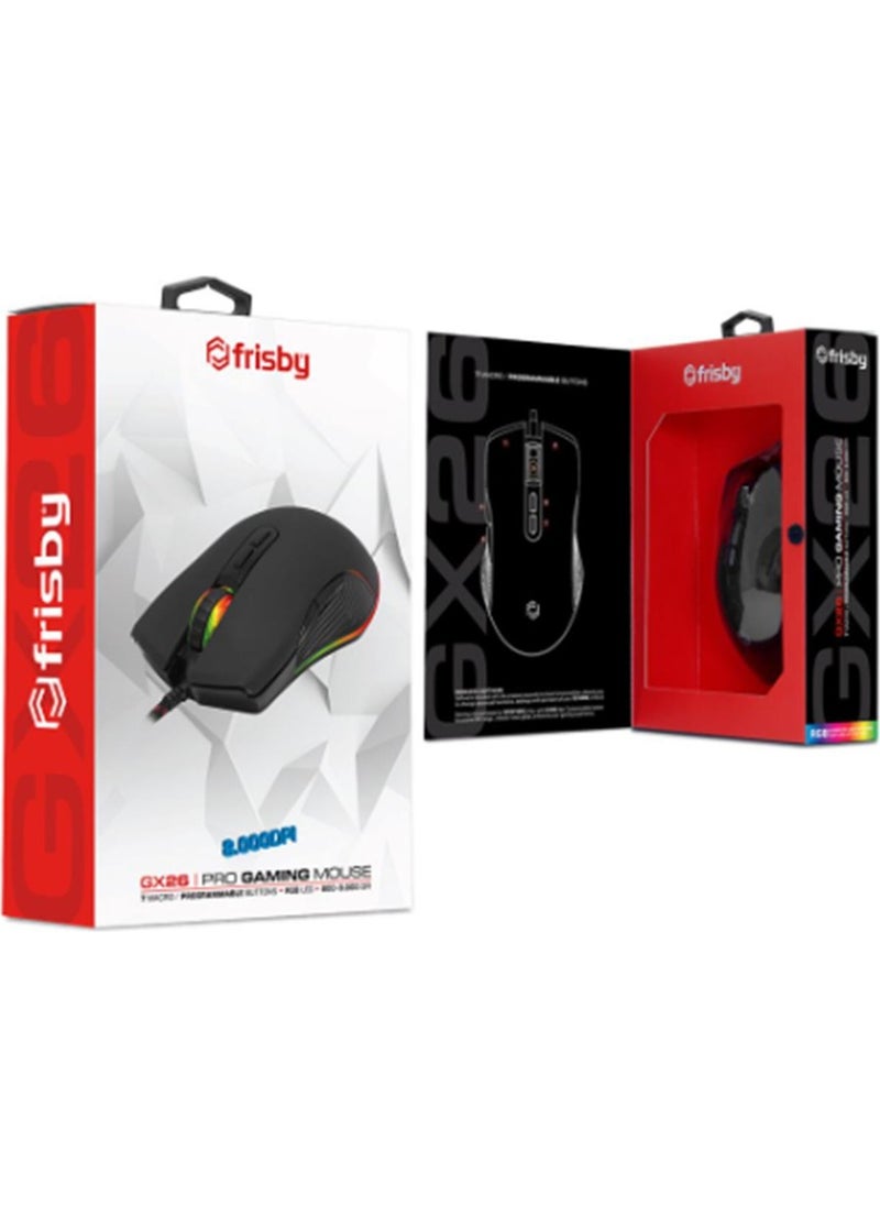 FM-G3350K RGB GX26 Wired Gaming Mouse 8000DPI 7 Macro Programmable Buttons
