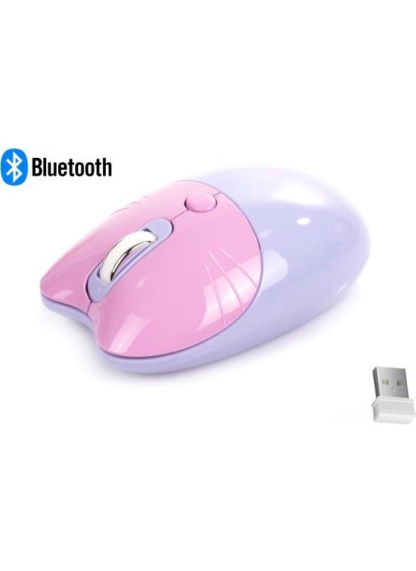 Cute Cat Wireless Purple Mouse Bluetooth + 2.4g Dual Mode