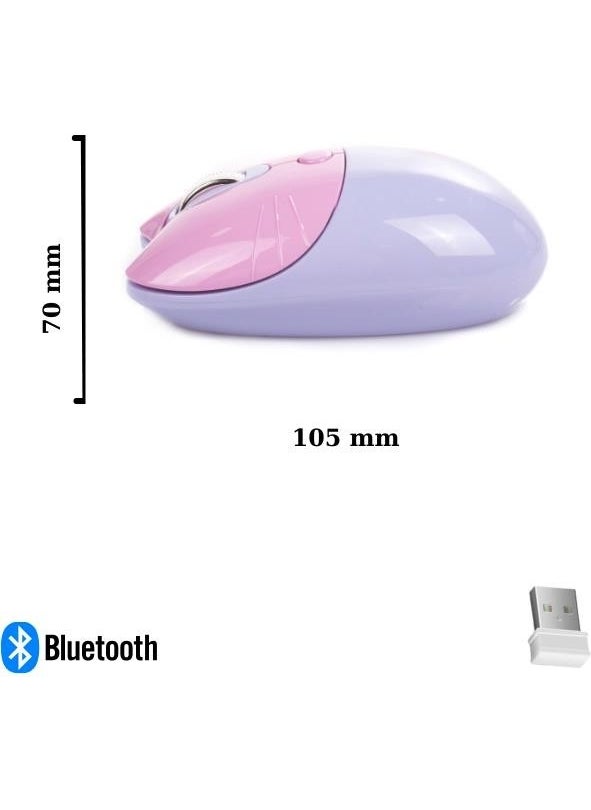 Cute Cat Wireless Purple Mouse Bluetooth + 2.4g Dual Mode