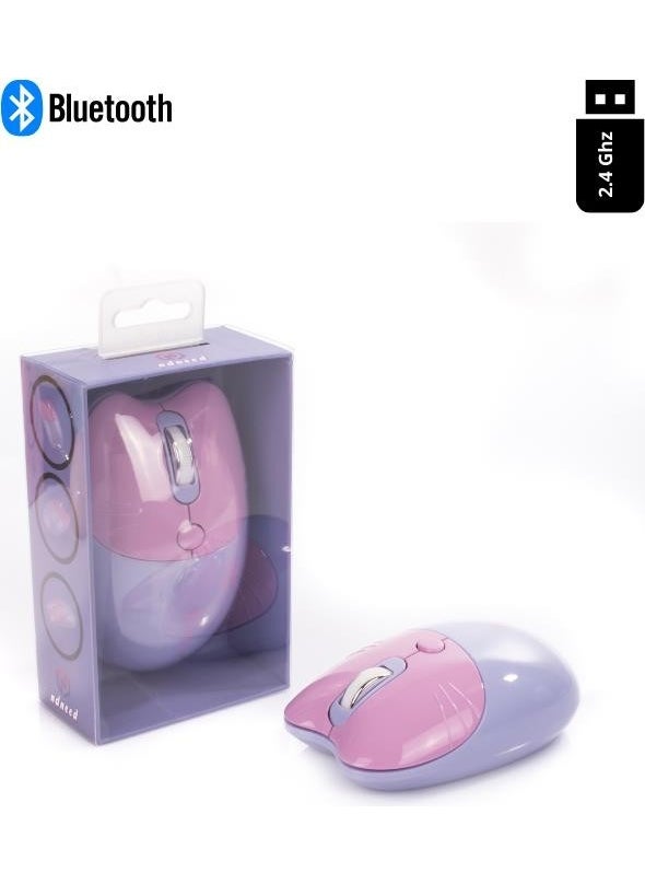 Cute Cat Wireless Purple Mouse Bluetooth + 2.4g Dual Mode