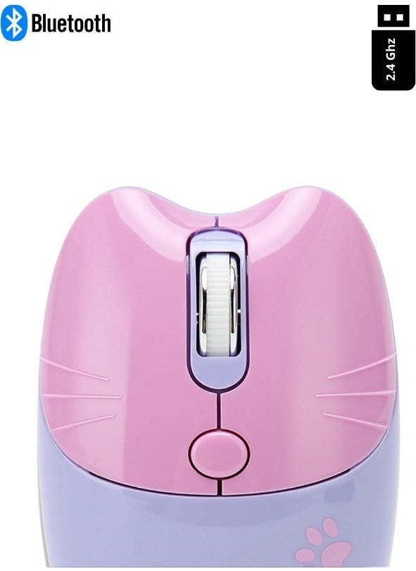 Cute Cat Wireless Purple Mouse Bluetooth + 2.4g Dual Mode