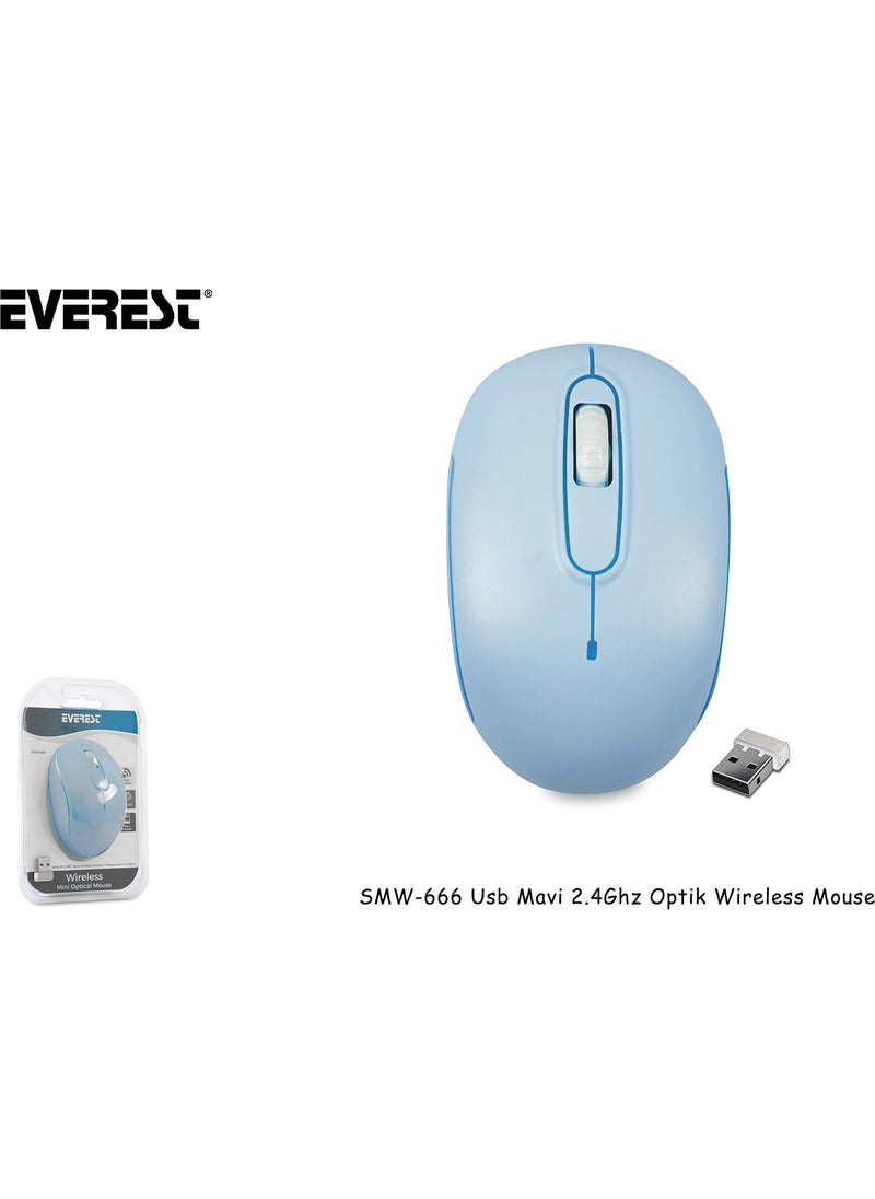 SMW-666 USB Blue Optical Wireless Mouse