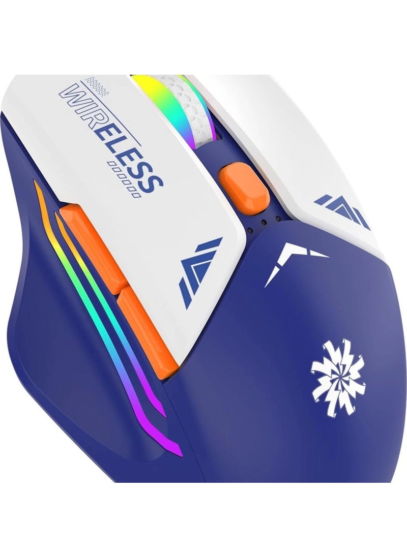 Blue RGB Rechargeable Wireless 1600DPI Illuminated Wireless Mouse Bwm1