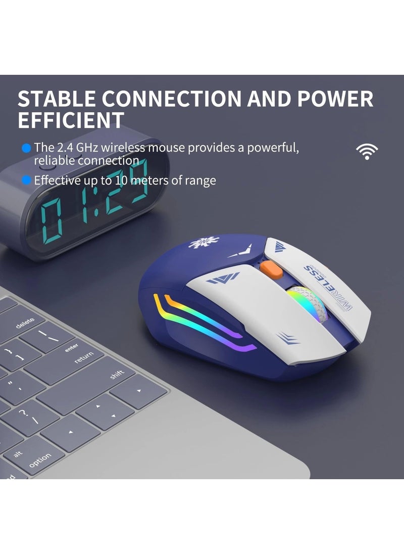 Blue RGB Rechargeable Wireless 1600DPI Illuminated Wireless Mouse Bwm1
