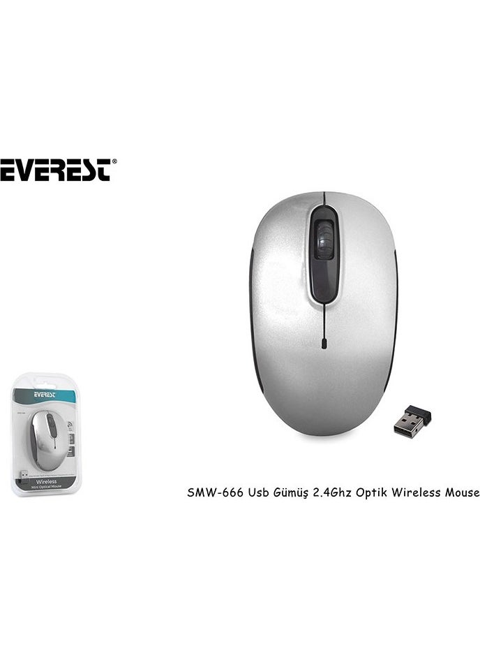 SMW-666 USB Silver 2.4Ghz Optical Wireless Mouse