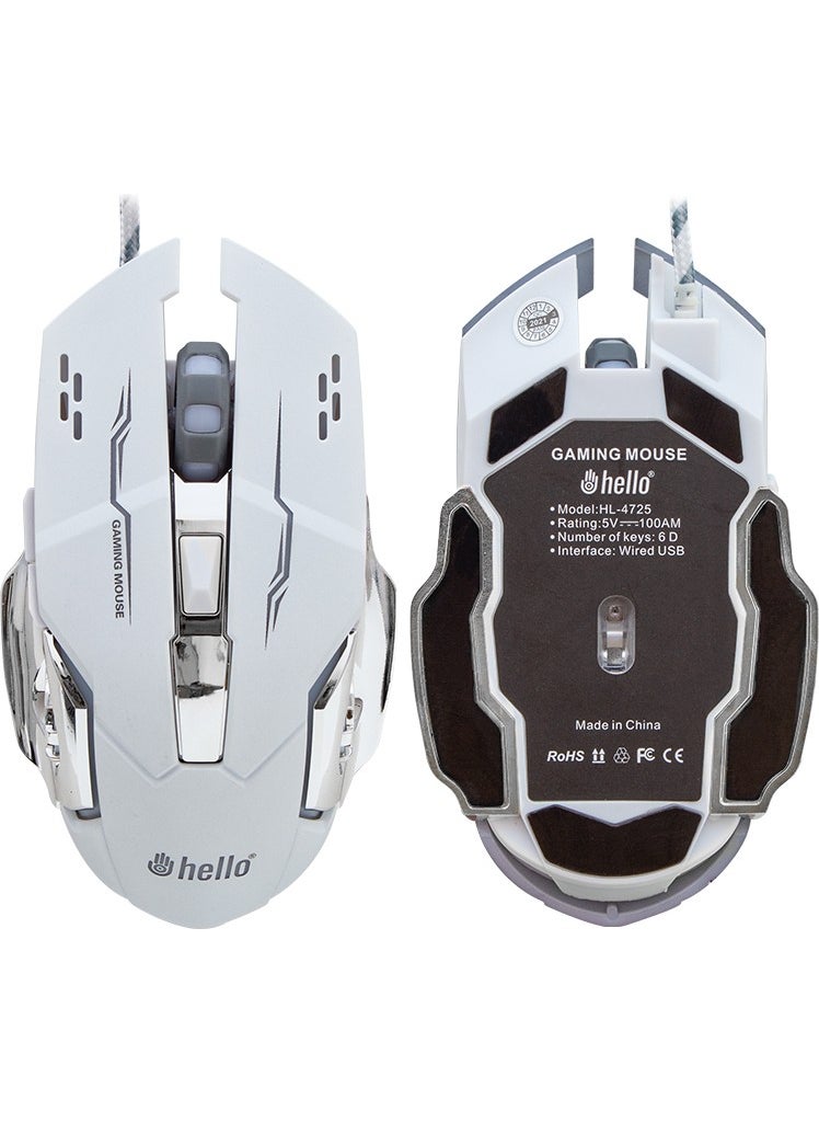 Hello HL-4725 Wired Gaming Mouse 6-Button USB Mouse 3600 Dpi
