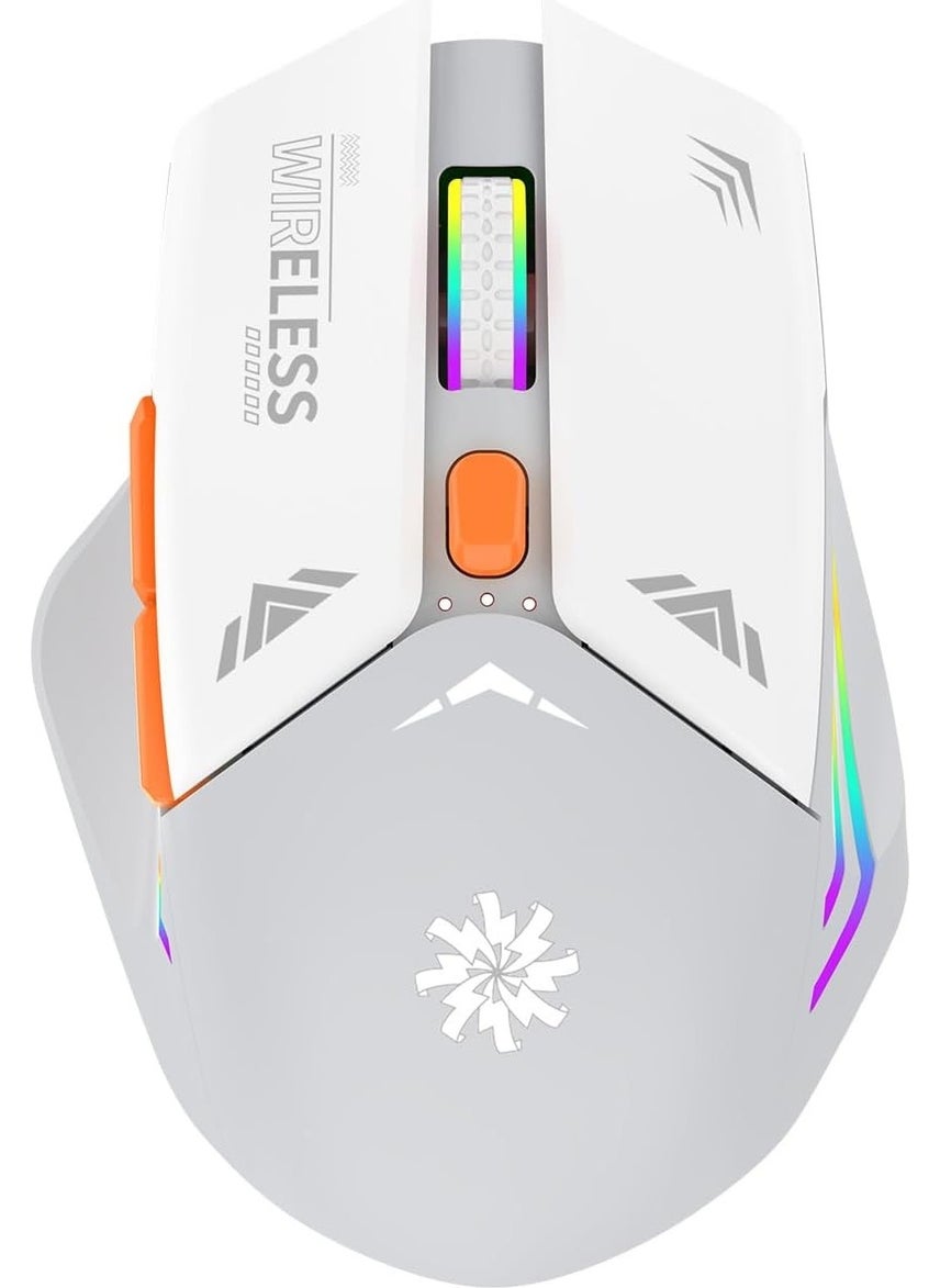 White RGB Rechargeable Wireless 1600DPI Illuminated Wireless Mouse Bwm1