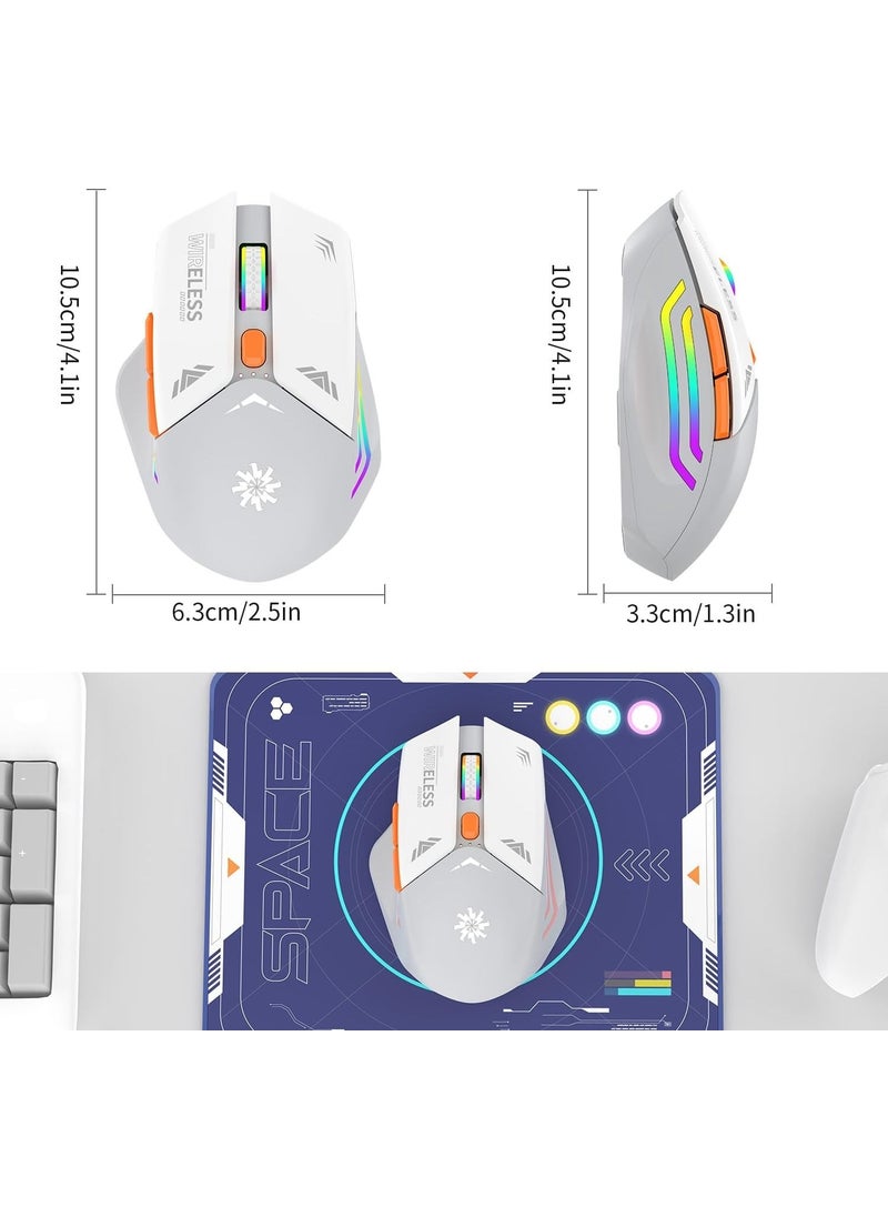 White RGB Rechargeable Wireless 1600DPI Illuminated Wireless Mouse Bwm1