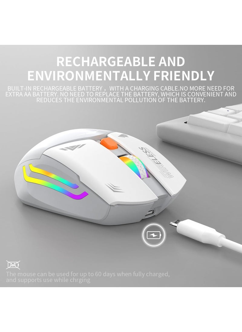 White RGB Rechargeable Wireless 1600DPI Illuminated Wireless Mouse Bwm1