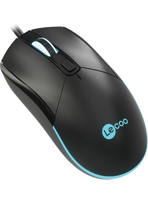 Lenovo MS120 RGB LED Backlit USB Wired 2400DPI 4-Button 114.6g Optical Gaming Mouse Black
