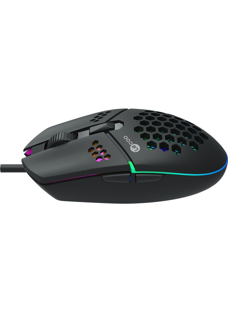 Lenovo MS105 Wired RGB LED Illuminated 3200DPI 6-Button Gaming Mouse Black