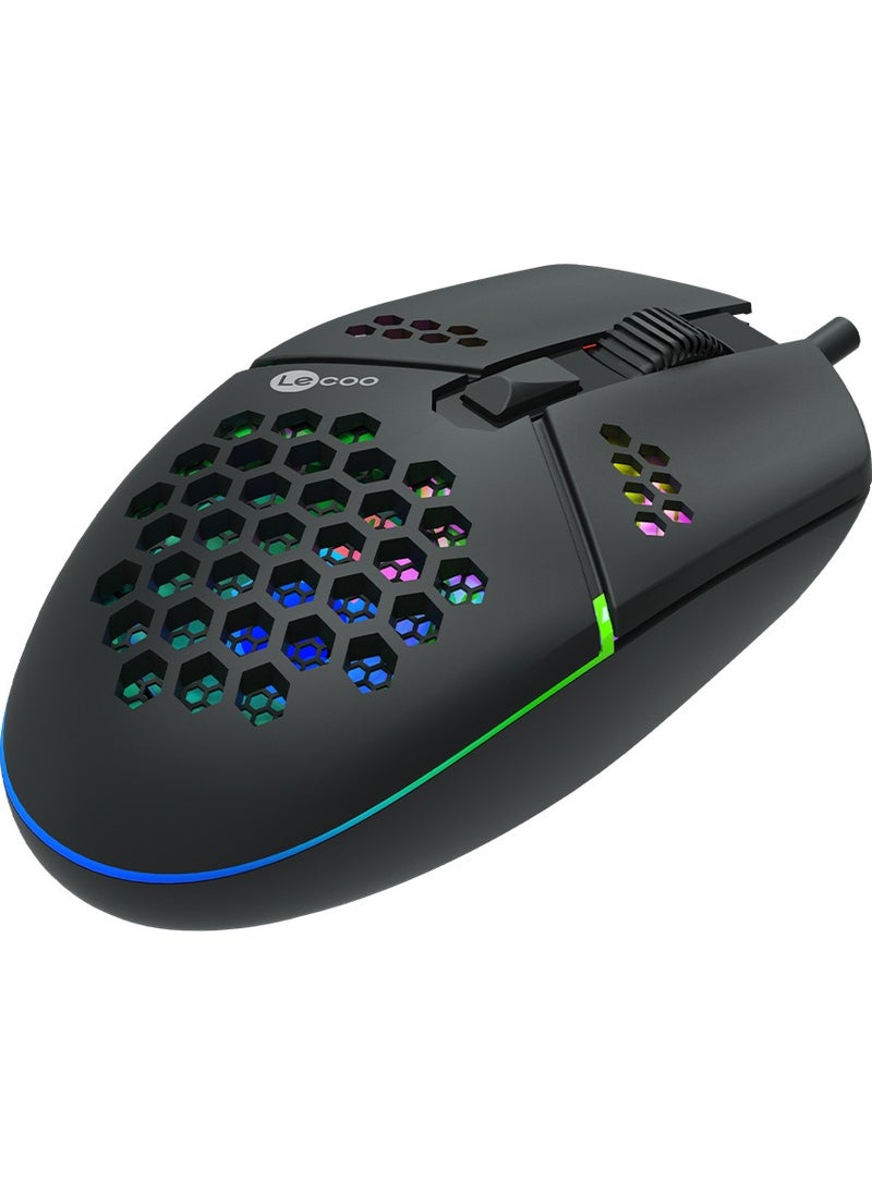 Lenovo MS105 Wired RGB LED Illuminated 3200DPI 6-Button Gaming Mouse Black