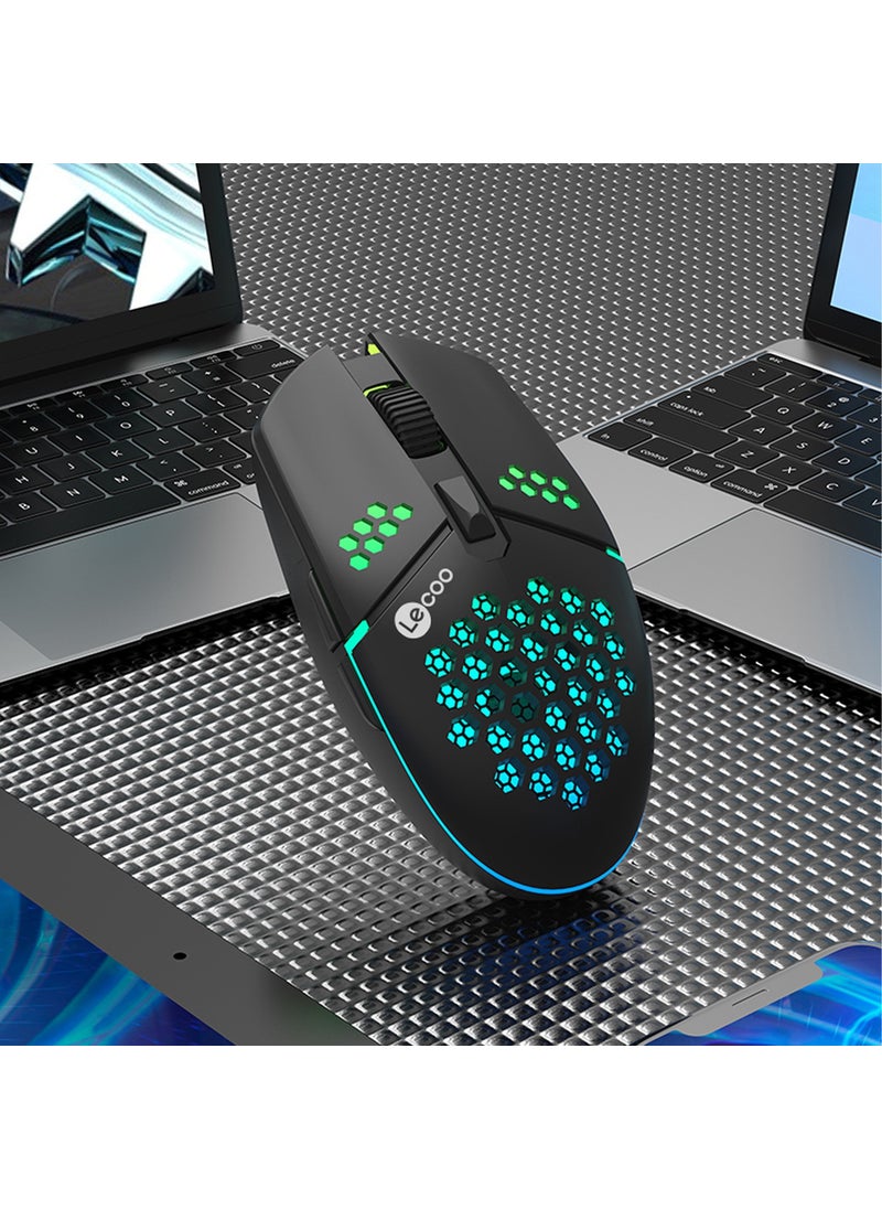 Lenovo MS105 Wired RGB LED Illuminated 3200DPI 6-Button Gaming Mouse Black