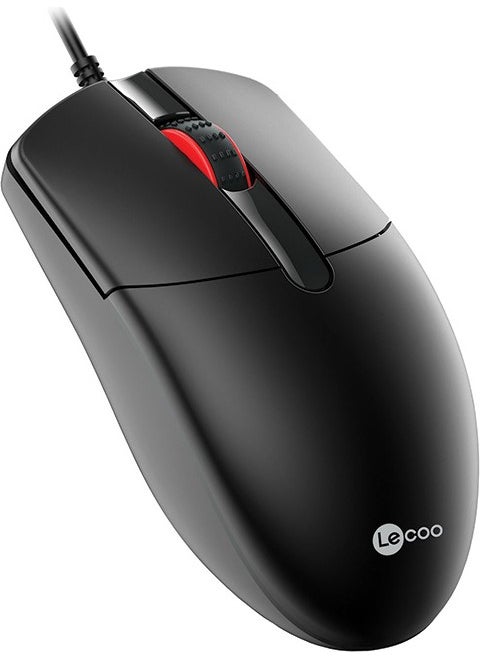 Lenovo MS103 USB Wired 1000DPI Optical Mouse with Buttons Black