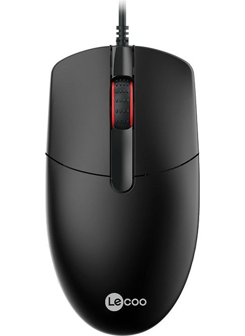 Lenovo MS103 USB Wired 1000DPI Optical Mouse with Buttons Black