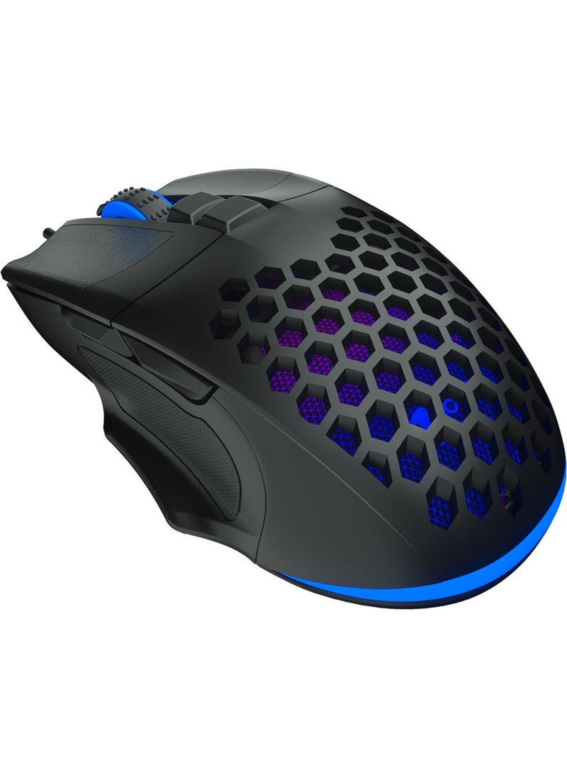 Lenovo MS107 Wired RGB LED Illuminated 3200DPI 7-Button Gaming Mouse Black