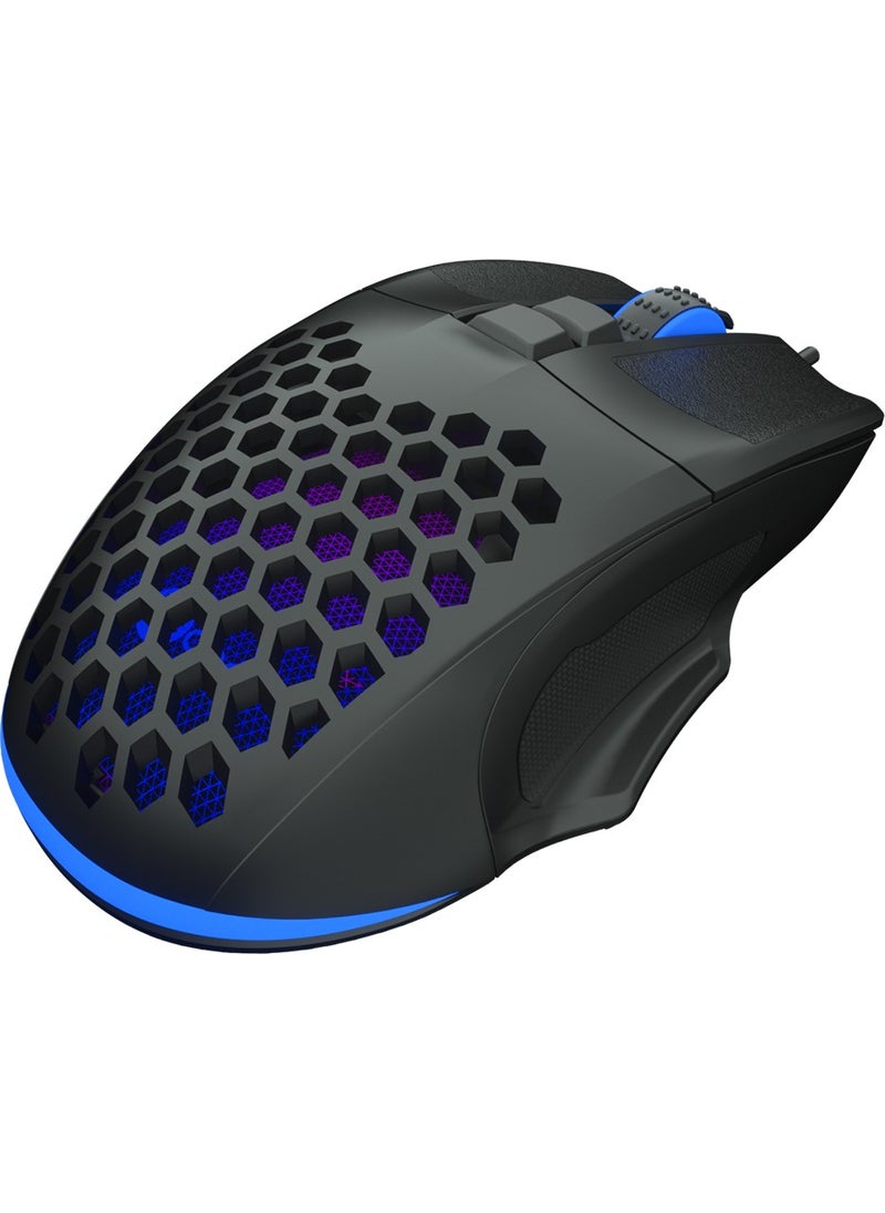 Lenovo MS107 Wired RGB LED Illuminated 3200DPI 7-Button Gaming Mouse Black