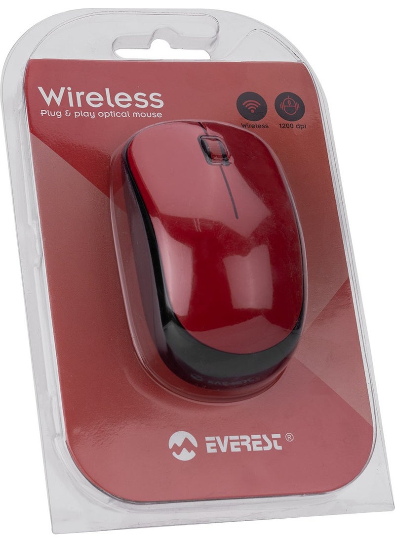 SM-833 Usb Black/Red 1200dpi Optical Wireless Mouse
