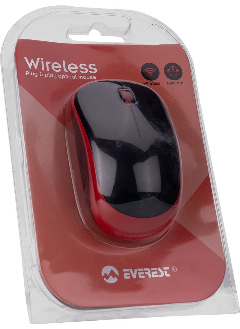 SM-833 Usb Black/Claret Red 1200dpi Optical Wireless Mouse
