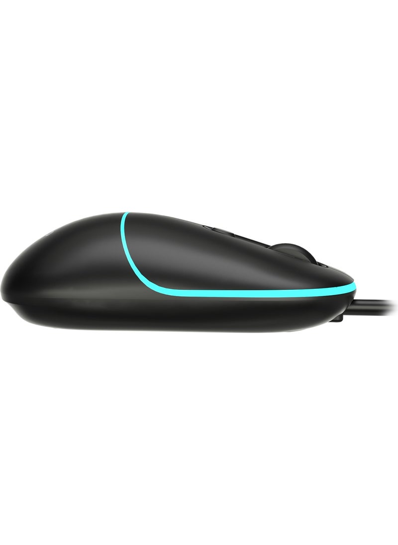 Lenovo MS110 USB Wired RGB 2400DPI 4-Button Silent Click Optical Mouse Black