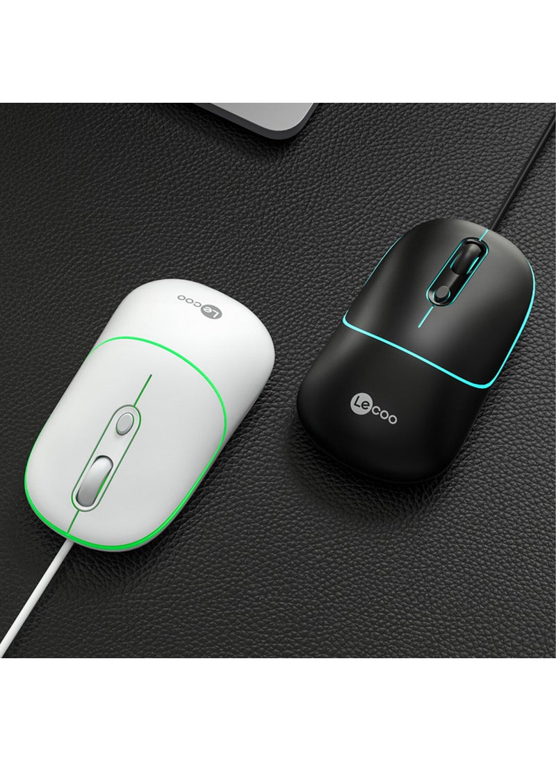 Lenovo MS110 USB Wired RGB 2400DPI 4-Button Silent Click Optical Mouse Black