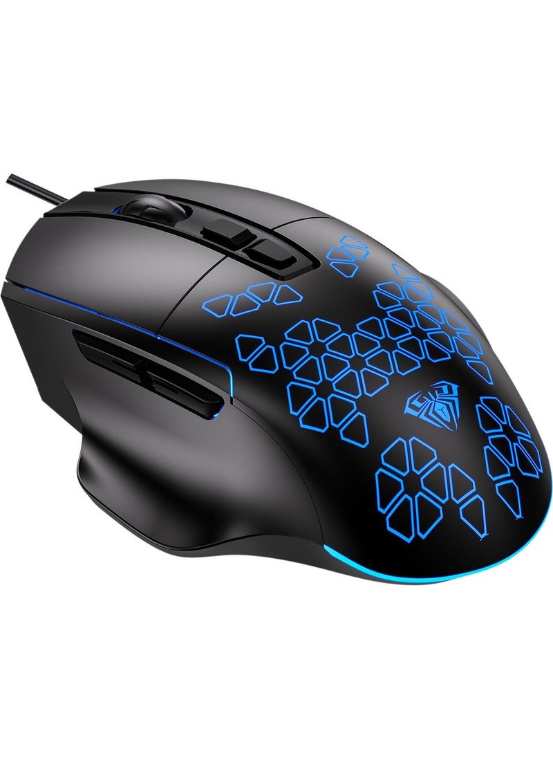 F812 7200DPI RGB 7-Button Macro Optical Gaming Mouse