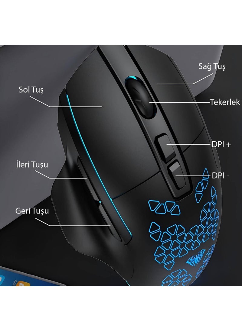 F812 7200DPI RGB 7-Button Macro Optical Gaming Mouse