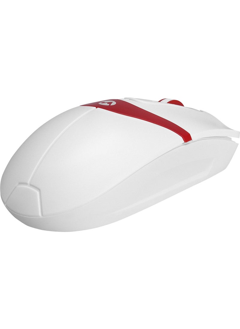 SM-220 USB 1200DPI 3D Optical Wired Mouse White-Red